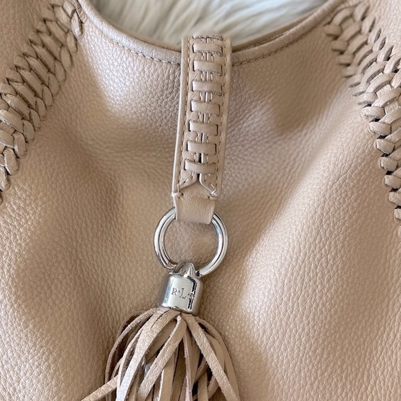 Lauren Ralph Lauren “Indian Cove” Leather Hobo Bag in Sandstorm Beige Leather - Picture 5 of 16